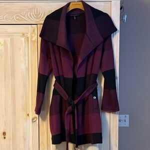 WHBM Purple and Black Striped wool blend Cardigan